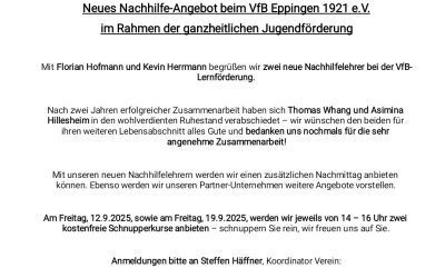 Neues Nachhilfe-Angebot beim VfB